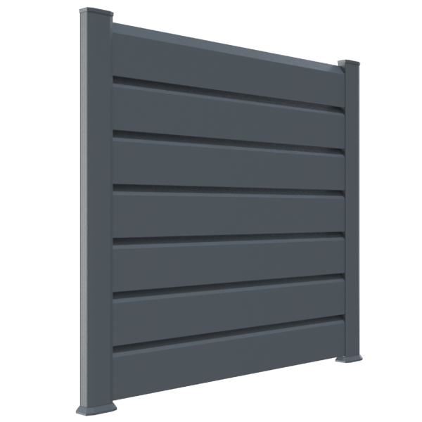 Clôture PVC gris anthracite à lames persiennes – CLOSEA