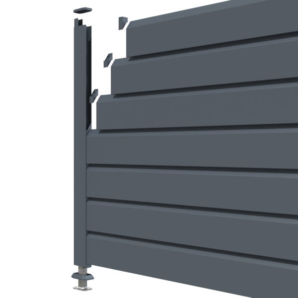 Clôture PVC gris anthracite à lames persiennes – CLOSEA