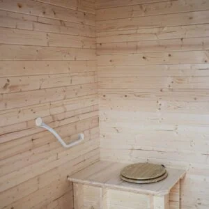 Abri WC bois massif avec plancher adapté aux Personnes à Mobilité Réduite / surface extérieure : 6,71 m2 Garantie 4 ans
