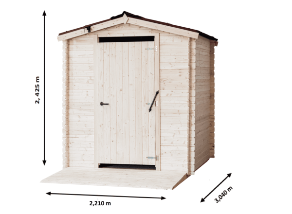Abri WC bois massif avec plancher adapté aux Personnes à Mobilité Réduite / surface extérieure : 6,71 m2 Garantie 4 ans