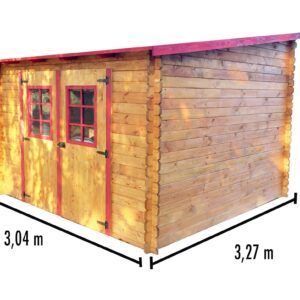 LA 3030.02 Abri Madriers bois massif toit mono pente multidirectionnel à positionner dans tous les sens en fonction de l'environnement / 28 mm / surface extérieure : 9,94 m2 / Fabriqué en EUROPE / Garantie : 4 ans