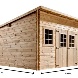 LA 4040.02 Abri Madriers bois massif toit mono pente multidirectionnel à positionner dans tous les sens en fonction de l'environnement / 28 mm / surface extérieure : 17,33 m2 / Fabriqué en EUROPE / Garantie : 4 ans
