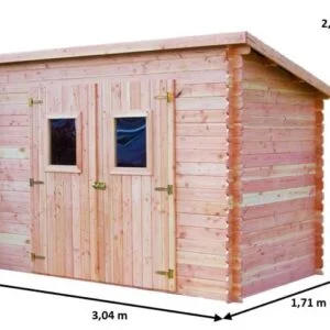 DT 3017.02 N Abri Madriers fabriqué en douglas massif bois Français naturellement durable / Surface extérieure : 5,20 m2 / Fabriqué en France / Garantie 5 ans.