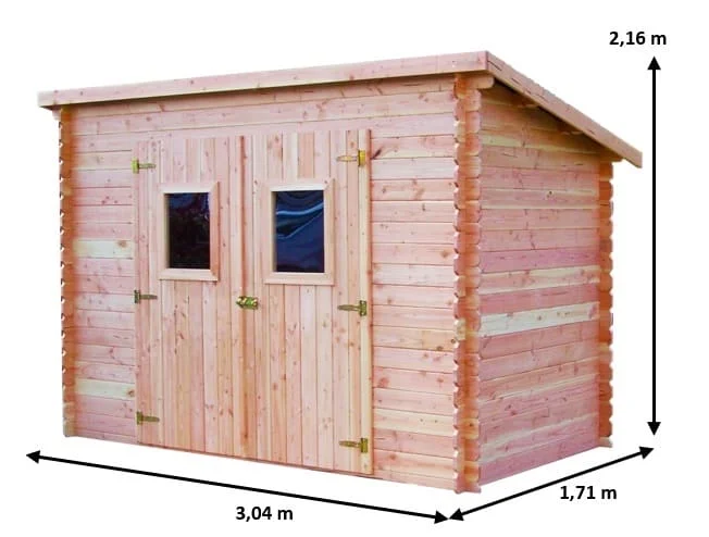 DT 3017.02 N Abri Madriers fabriqué en douglas massif bois Français naturellement durable / Surface extérieure : 5,20 m2 / Fabriqué en France / Garantie 5 ans.