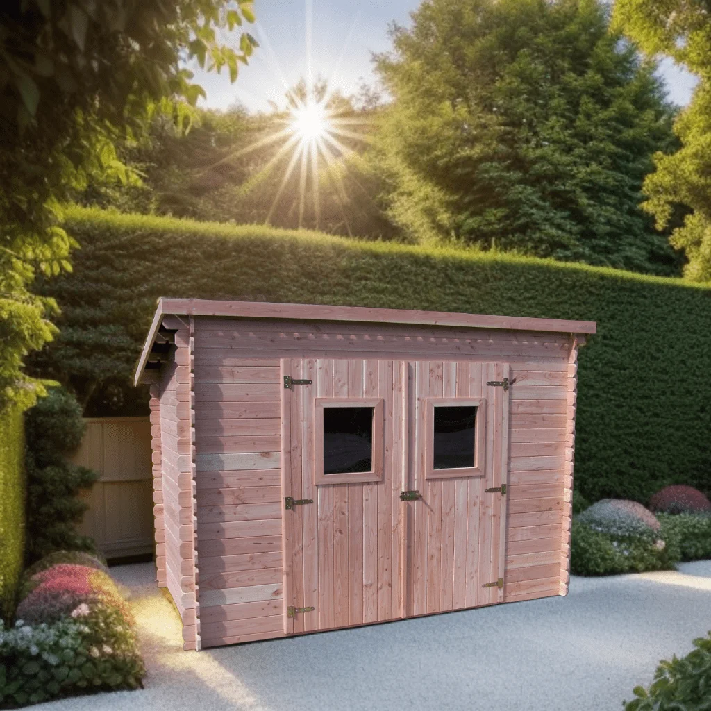 DT 3017.02 N Abri Madriers fabriqué en douglas massif bois Français naturellement durable / Surface extérieure : 5,20 m2 / Fabriqué en France / Garantie 5 ans.