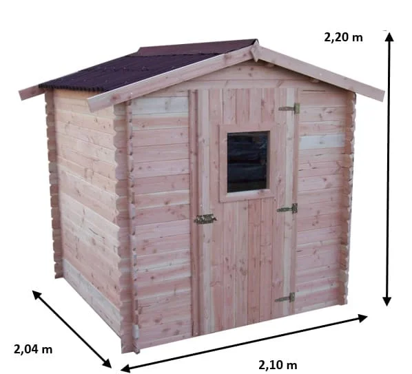 DU 2020.02 N Abri Madriers fabriqué en douglas massif bois Français naturellement durable / Surface extérieure : 4,28 m2 / Fabriqué en France / Garantie 5 ans.