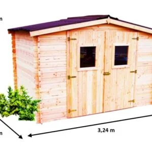 DU 3030.02 N Abri Madriers fabriqué en douglas massif bois Français naturellement durable / Surface extérieure : 9,85 m2 / Fabriqué en France / Garantie 5 ans.