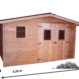 DU 4030.02 N Abri Madriers fabriqué en douglas massif bois Français naturellement durable / Surface extérieure : 12,89 m2 / Fabriqué en France / Garantie 5 ans.