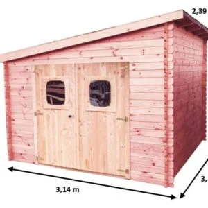 DAN 3030.02 Abri Madriers fabriqué en douglas massif bois Français naturellement durable / Surface extérieure : 9,86 m2 / Fabriqué en France / Garantie 5 ans.