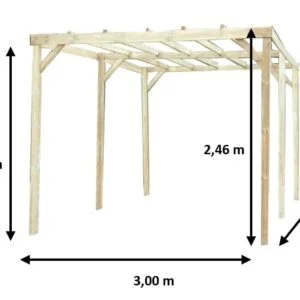 Carport Autoclavé toit plat sans couverture / surface extérieure : 14,91 m2