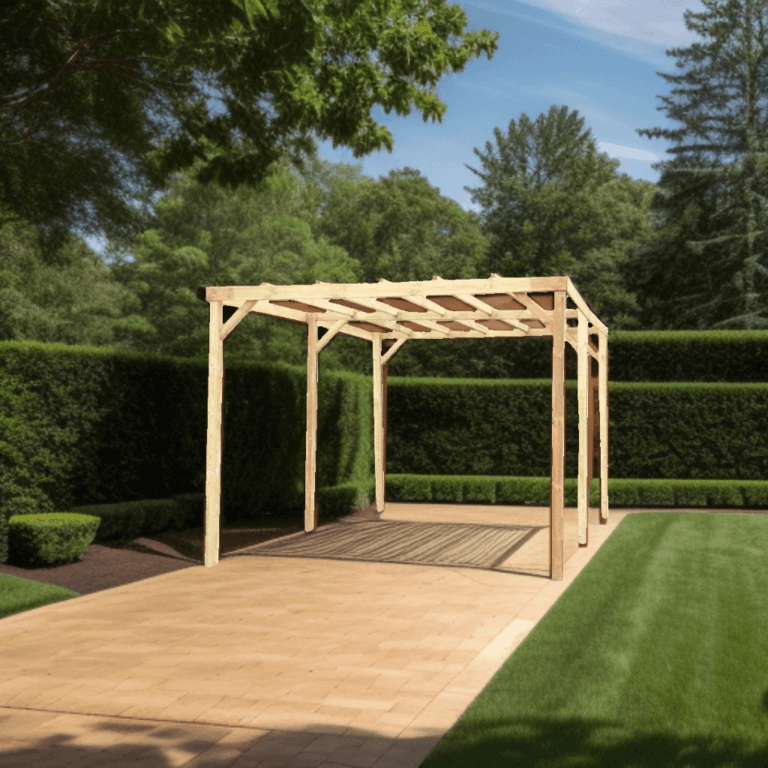 Carport bois 3x5M autoclavé toit plat sans couverture / surface extérieure : 14,91 m2
