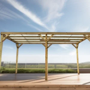 Carport bois 3x5M Autoclavé économique toit plat / surface extérieure : 15,00 m2