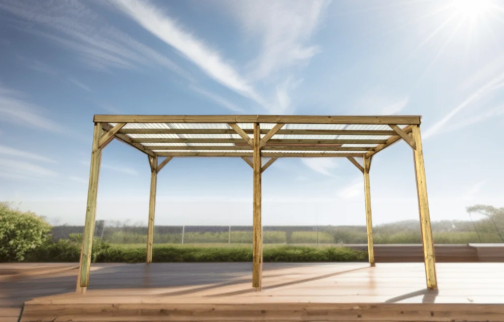 Carport bois 3x5M Autoclavé économique toit plat / surface extérieure : 15,00 m2