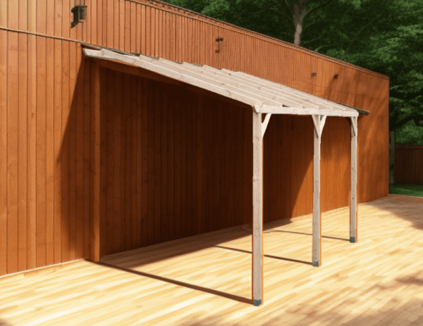 Carport adossé bois mural pergola adossable autoclavé mural mono pente sans couverture / surface extérieure : 15,00 m2