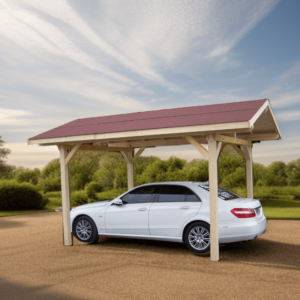 KA 3550 BM Carport double pente avec couverture bardeau bitumé / surface extérieure : 10,86 m2 / Fabriqué en France / Garantie : 4 ans