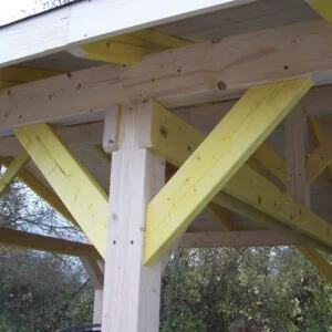 KA 4563 BM Carport double pente avec couverture bardeau bitumé en rouleau / surface extérieure : 22,85 m2 / Fabriqué en France / Garantie : 4 ans