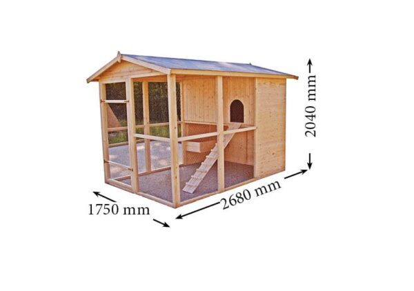 Poulailler XXL 6 à 10 poules grande hauteur 204 cm / toit bitumé - HABRITA -