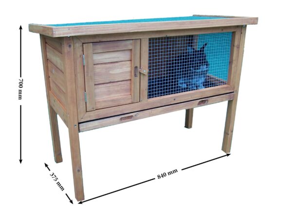 Clapier sur pied  2 à 3 animaux / toit 1 pente bitumé / Garantie : 2 ans - HABRITA -