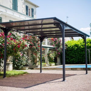 Carport aluminium 14 M2 toit plat coloris gris anthracite