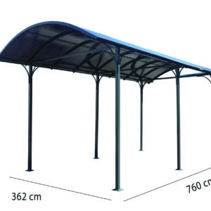 Carport ALUMINIUM pour camionnette, camping-car, caravane et bateau / surface extérieure : 27,51 m2