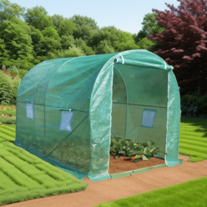 SRA 2025 PE Serre jardin tunnel structure métal 2x2,50 M / polyéthylène vert renforcé 140 gr/m2 / 5 m2 / 1 porte amovible / Garantie : structure 2 ans bâche 1 an