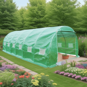 SRA 3060 PE Serre jardin tunnel structure métal 3x6 M / polyéthylène vert renforcé 140 gr/m2 / 18 m2 / 1 porte amovible / Garantie : structure 2 ans bâche 1 an