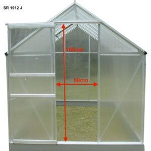 SR 1912J Serre jardin structure aluminium / polycarbonate 4 mm / 2,39 m2 / 1 fenêtre de toit / Garantie : 5 ans contre une déformation de la structure 2 ans sur le polycarbonate