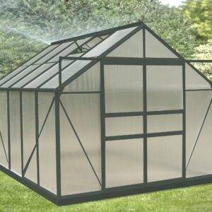 SR 3024J Serre jardin structure aluminium couleur verte / polycarbonate 4 mm / 7,44 m2 / Garantie : 5 ans contre une déformation de la structure 2 ans sur le polycarbonate