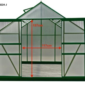 SR 4224J Serre jardin structure aluminium couleur verte / polycarbonate 6 mm / 10,37 m2 / Garantie : 5 ans contre une déformation de la structure 2 ans sur le polycarbonate