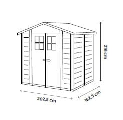 EVO 200 Abri résine grosse épaisseur 20 mm toit bi-pente / dimensions hors tout 181 x 220 cm / livré avec plancher dalle en composite épaisse 4 cm / bicolore / Fabriqué en Italie / Garantie 5 ans de la structure