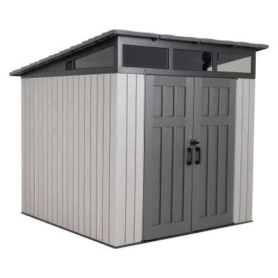Abri résine PEHD imitation bois grand volume avec plancher et toit monopente / 6,45 m2