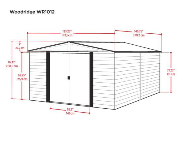 Abri de jardin métal imitation bois 11 M2 - ARROW WOODRIDGE - SHELTER LOGIC - – Image 3