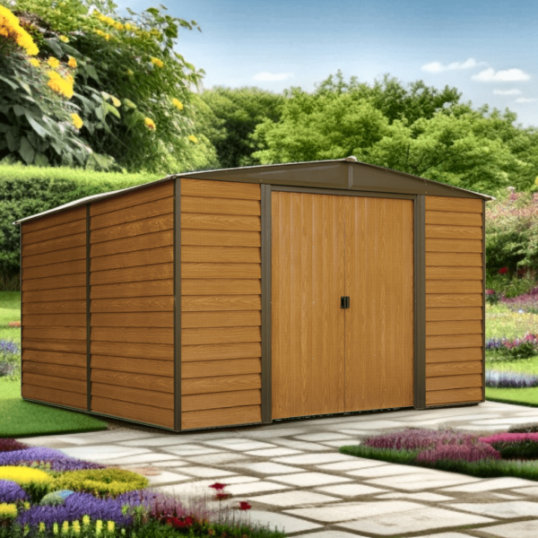 Abri de jardin métal imitation bois 11 M2 - ARROW WOODRIDGE - SHELTER LOGIC -