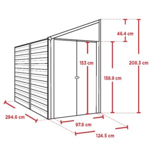 Double Abri métal ouverture latérale toit 1 pente ARROW YARDSAVER / 3,66 m2