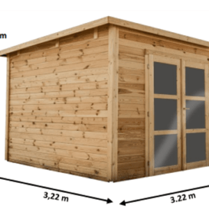 Abri Madriers bois massif toit mono pente / surface extérieure : 10,36 m2 Garantie 4 ans