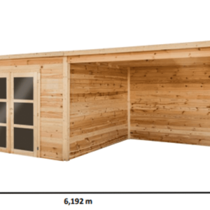 Abri Madriers bois massif toit mono pente avec bûcher / surface extérieure : 19,93 m2