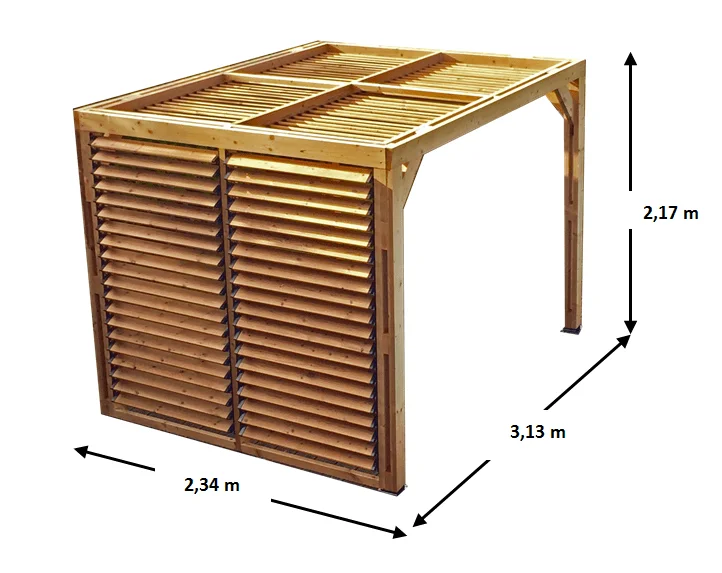 THO 2331 VT Pergola fabriquée en bois massif traité très haute température / dimensions 3,13x2,34 m / Livré avec ventelles mobiles / Très belle finition bois / Environnemental et quasiment sans entretien / Fabriqué en France / Garantie : 10 ans*