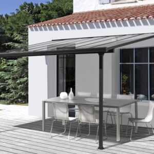 Pergola adossée aluminium 3x3M TT3030AL - gris anthracite - HABRITA -