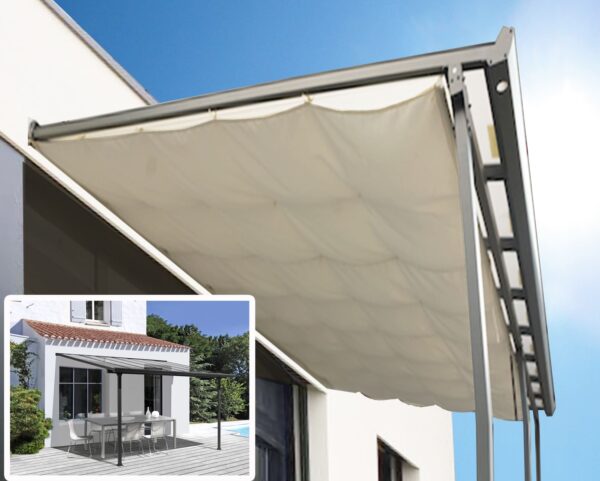 Pergola adossée 5x3M avec voile TT 3030 AL + RT