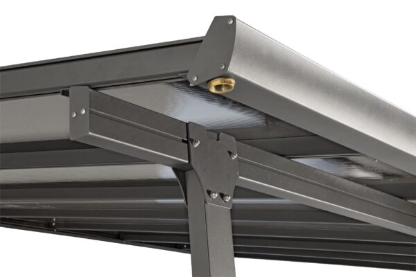 TT 3042 AL Toit terrasse ALUMINIUM coloris gris anthracite / Surface 12,83 m² / toit réalisé avec plaques en POLYCARBONATE ANTI-UV 6 mm / Garantie : structure 5 ans couverture 2 ans*