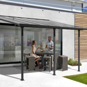 TT 3042 AL Pergola adossée aluminium 4x3M ALUMINIUM coloris gris anthracite / Surface 12,83 m² / toit réalisé avec plaques en POLYCARBONATE ANTI-UV 6 mm / Garantie : structure 5 ans couverture 2 ans*