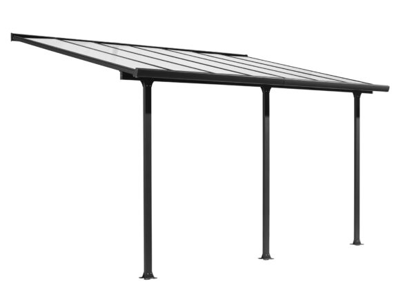TT 3050 AL Toit terrasse ALUMINIUM coloris gris anthracite / Surface 15,38 m² / toit réalisé avec plaques en POLYCARBONATE ANTI-UV 6 mm / Garantie : structure 5 ans couverture 2 ans*