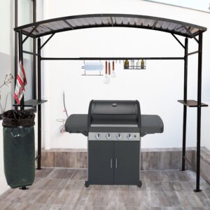 Carport barbecue finition époxy gris anthracite / toit réalisé en acier / pieds à rattrapage de niveau et accessoires barbecue / Garantie : 2 ans