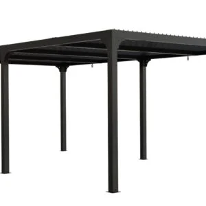 PER 3660 BI Pergola bioclimatique ALUMINIUM XXL coloris gris anthracite / Surface de protection : 21,52 m2 / toit réalisé avec lames ovales en aluminium / Garantie : structure 5 ans ventelles 2 ans*