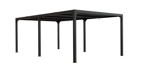 PER 3660 BI Pergola bioclimatique ALUMINIUM XXL coloris gris anthracite / Surface de protection : 21,52 m2 / toit réalisé avec lames ovales en aluminium / Garantie : structure 5 ans ventelles 2 ans*