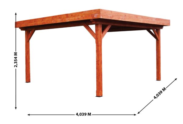 OM 3535.0 Auvent OMBRA toit plat couverture bac acier / surface extérieure : 12,53 m2 / Fabriqué en France / Garantie : 4 ans