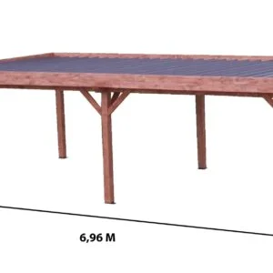 OM 3570.0 Auvent OMBRA toit plat très grandes dimensions couverture bac acier / surface extérieure : 24,64 m2 / Fabriqué en France / Garantie : 4 ans