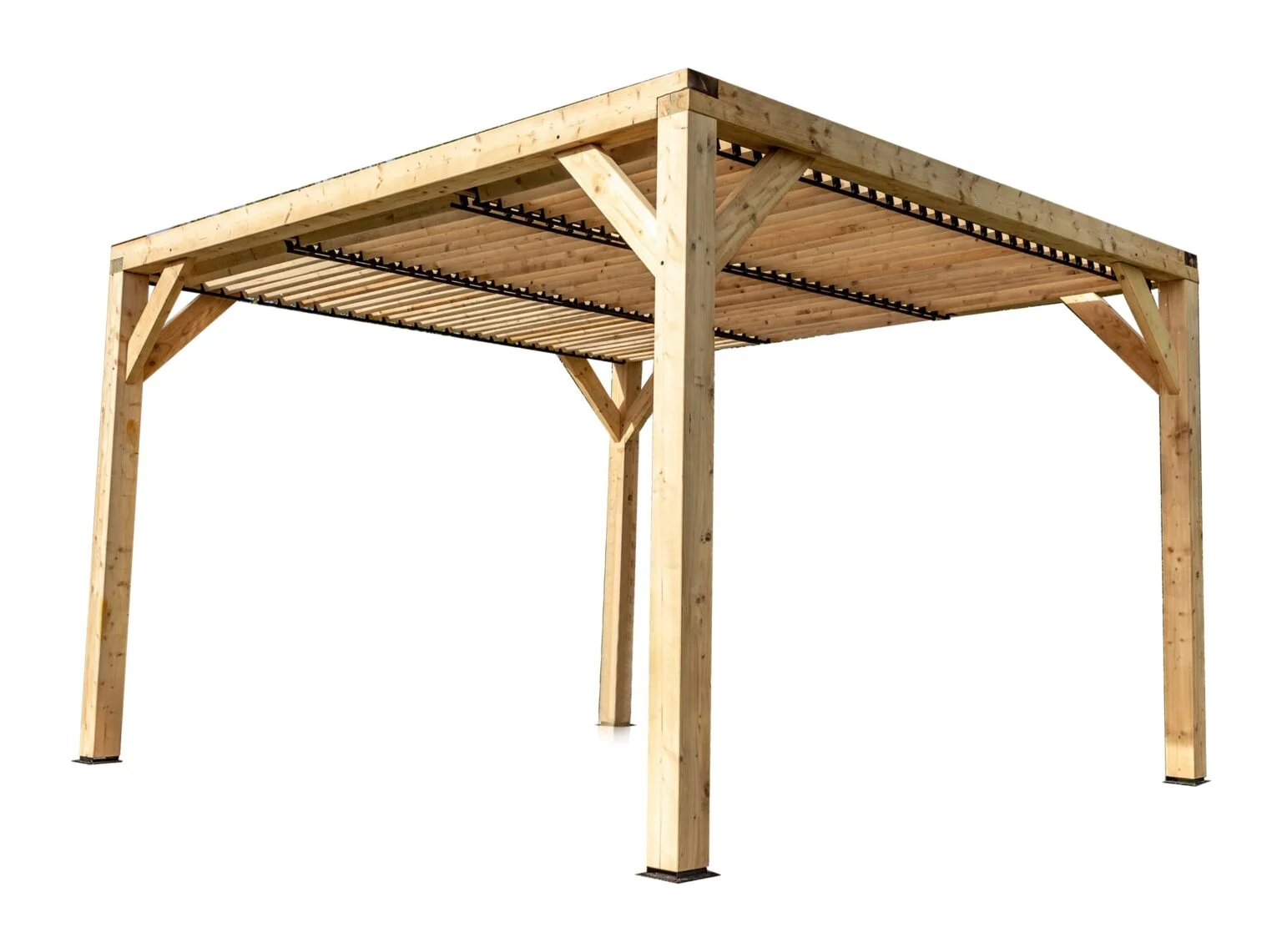 VT 3431 T Auvent VENETO bois avec ventelles réglables toit / surface au sol : 10,60 m2 / Fabriqué en France / Garantie : 4 ans