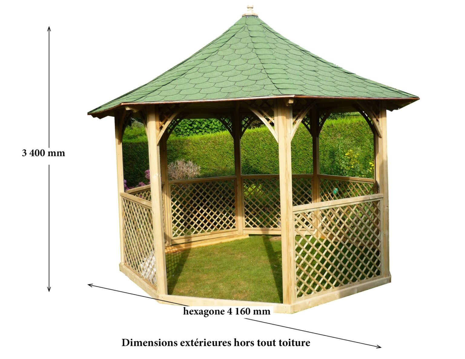 KI C35 Pavillon octogonal de luxe bois massif / surface au sol : 8,78 m2 /Fabriqué en EUROPE / Garantie : 4 ans