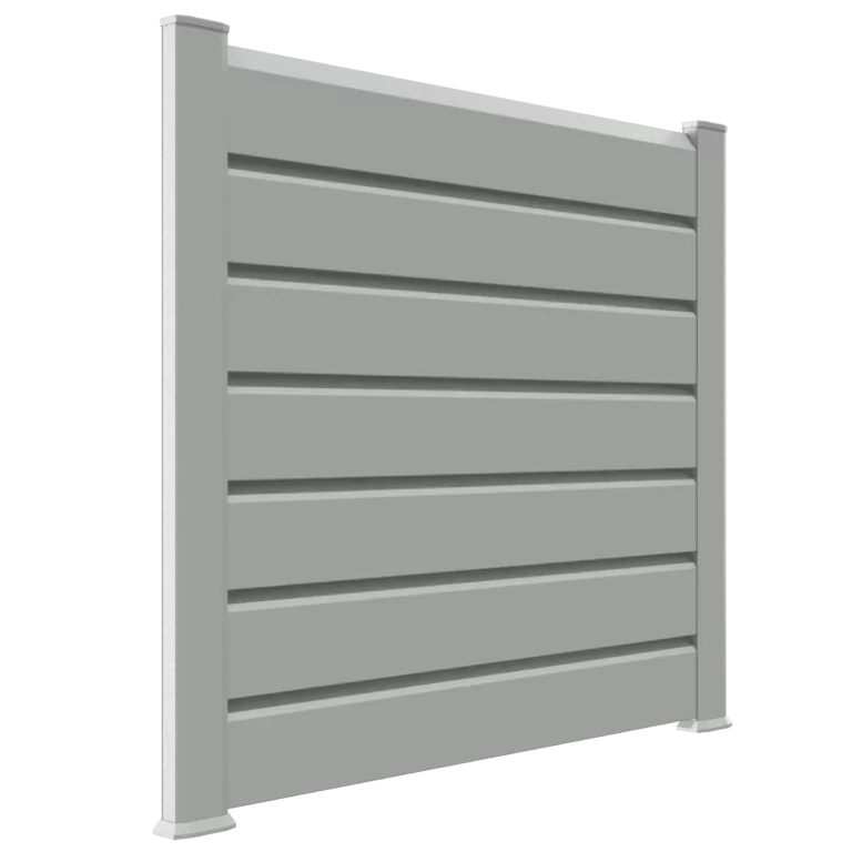 panneau clôture rigide PVC persienne gris clair